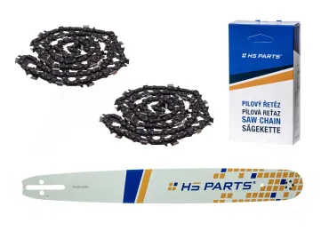 HS PARTS vodiaca lišta 20" (50 cm) .325" .058" (1,5 mm) + 2 x pílový reťaz 76 článkov hranatý zub pre Husqvarna 51 55 346XP 353 357 359 455 460 560XP
