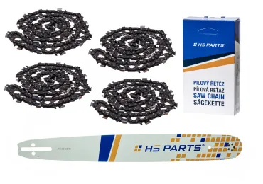HS PARTS vodiaca lišta 20" (50 cm) .325" .058" (1,5 mm) + 4 x pílový reťaz 76 článkov hranatý zub pre Husqvarna 36 55 136 154 257 262 346 357 435 445 460 Jonsered 2054 2152 CS2149W Dolmar 109 111 112 116 Solo 639 651 665