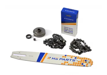 HS PARTS vodící lišta 15" (38 cm) + 2 x řetěz 3/8" .063" (1,6 mm) 56 článků hranatý zub + řetězka pro Stihl 034 036 MS340 MS360