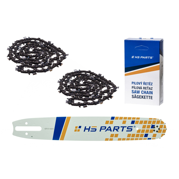 HS PARTS vodící lišta 15" (38 cm) 3/8" .063" (1,6 mm) + 2 x pilový řetěz 56 článků hranatý zub pro Stihl 029 031 032 034 041 042 036 044 048 056 066 MS290 MS310 MS360 MS361 MS362 MS391 MS440 MS441 MS462 MS460 MS640 MS650 MS660 MS500i
