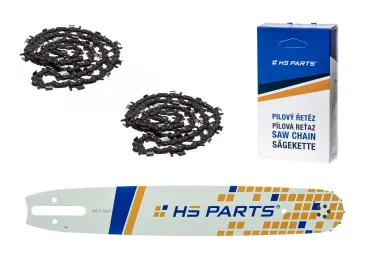 HS PARTS vodící lišta 15" (38 cm) 3/8" .063" (1,6 mm) + 2 x pilový řetěz 56 článků kulatý zub pro výrobu fošen a prken vhodné Stihl 044 048 056 066 MS290 MS310 MS360 MS361 MS362 MS440 MS441 MS462 MS460 MS640 MS650 MS660 MS500i