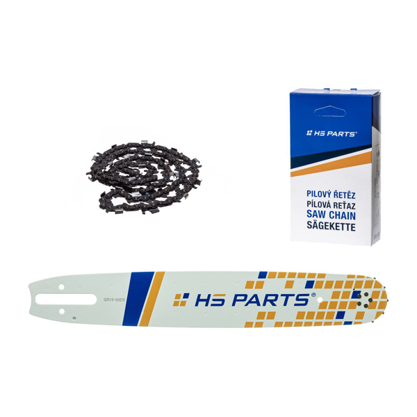 HS PARTS vodící lišta 15" (38 cm) 3/8" .063" (1,6 mm) + pilový řetěz 56 článků kulatý zub pro výrobu fošen a prken vhodné Stihl 044 048 056 066 MS290 MS310 MS360 MS361 MS362 MS391 MS440 MS441 MS462 MS460 MS640 MS650 MS660 MS500i