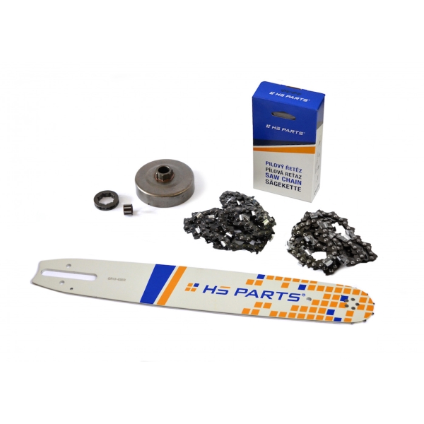 HS PARTS vodící lišta 15" (38cm) + 2 x řetěz 3/8" .063" (1,6 mm) 56 článků hranatý zub + řetězka pro Stihl 064 066 MS660