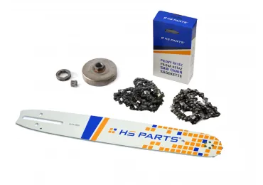 HS PARTS vodící lišta 15" (38cm) 3/8" .058" (1,5 mm) + 2 x pilový řetěz 56 článků hranatý zub + řetězka Husqvarna 362 365 371 372XP 365 X-TORQ Jonsered 2163 CS2165