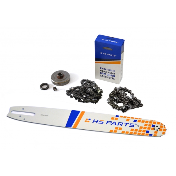 HS PARTS vodící lišta 16" (40 cm) + 2 x řetěz 3/8" .063" (1,6 mm) 60 článků hranatý zub + řetězka pro Stihl 044 046 MS341 MS361 MS440 MS460 MS461