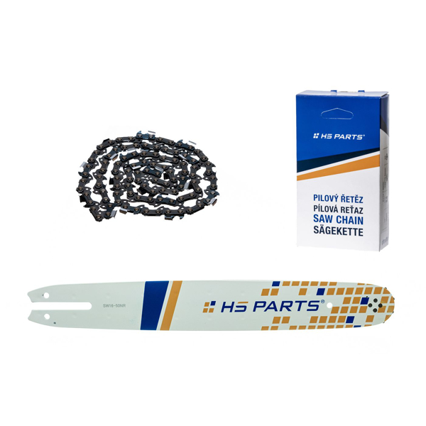 HS PARTS vodící lišta 16" (40 cm) 3/8" .050" (1,3 mm) + pilový řetěz 55 článků hranatý zub pro Stihl 009 010 011 017 018 019 020 021 023 025 MS160 MS170 MS171 MS180 MS181 MS192 MS210 MS211 MS250 MS231 MS241 MS251