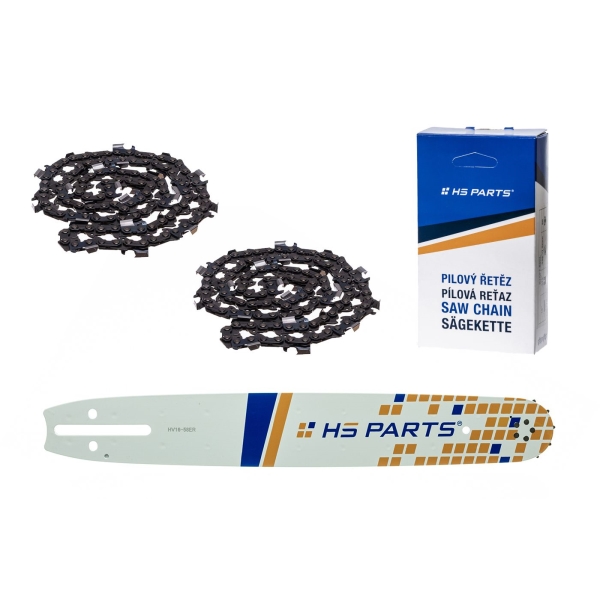 HS PARTS vodící lišta 16" (40 cm) 3/8" .058" (1,5 mm) + 2 x pilový řetěz 60 článků hranatý zub pro Husqvarna 61 66 266 268 272 365 372XP 281 298 380 385 585 Solo 665 670 681 Jonsered 2077 2171 Dolmar PS6400 Shindaiwa 285