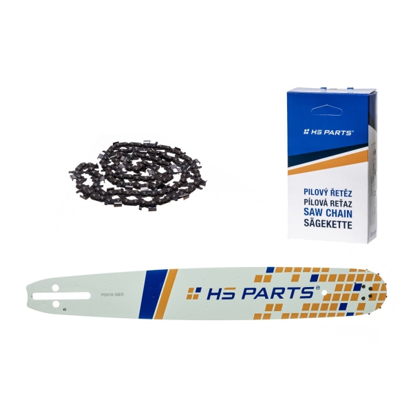 HS PARTS vodící lišta 16" (40 cm) 3/8" .058" (1,5 mm) + pilový řetěz 60 článků kulatý zub pro výrobu fošen a prken vhodné pro Husqvarna 246 254 262 345 357 455 460 555 560 Jonsered 2054 CS2260 Dolmar 111 112 115 PS540 Solo 613 614 650