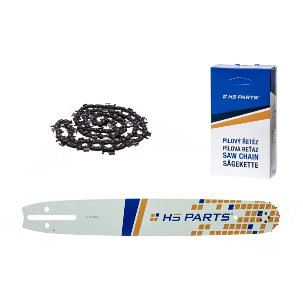 HS PARTS vodící lišta 16" (40 cm) 3/8" .058" (1,5 mm) + pilový řetěz 60 článků kulatý zub pro výrobu fošen a prken vhodné pro Husqvarna 61 66 266 268 272 365 372XP 281 298 380 385 585 Solo 665 670 681 Jonsered 2077 2171 Dolmar PS6400