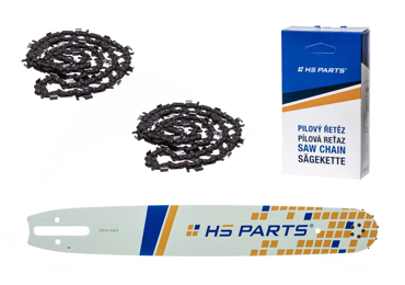 HS PARTS vodící lišta 16" (40 cm) 3/8" .063" (1,6 mm) + 2 x pilový řetěz 60 článků kulatý zub pro výrobu fošen a prken vhodné Stihl 044 048 056 066 MS290 MS310 MS360 MS361 MS362 MS440 MS441 MS462 MS460 MS640 MS650 MS660 MS500i