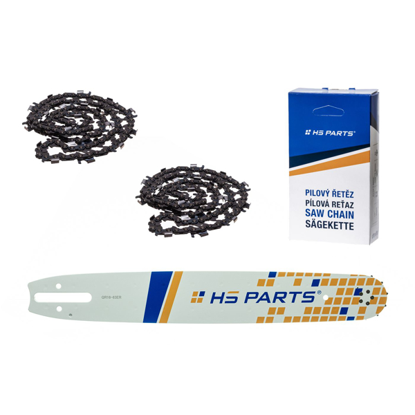 HS PARTS vodící lišta 16" (40 cm) 3/8" .063" (1,6 mm) + 2 x pilový řetěz 60 článků kulatý zub pro výrobu fošen a prken vhodné Stihl 044 048 056 066 MS290 MS310 MS360 MS361 MS362 MS440 MS441 MS462 MS460 MS640 MS650 MS660 MS500i