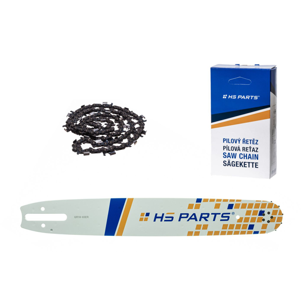 HS PARTS vodící lišta 16" (40 cm) 3/8" .063" (1,6 mm) + pilový řetěz 60 článků kulatý zub pro výrobu fošen a prken vhodné Stihl MS360 MS361 MS362 MS440 MS441 MS660