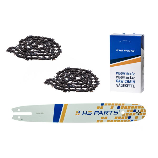 HS PARTS vodící lišta 16" (40 cm) .325" .050" (1,3 mm) + 2 x pilový řetěz 62 článků hranatý zub pro Stihl 021 023 025 MS210 MS230 MS231 MS241 MS250 MS251