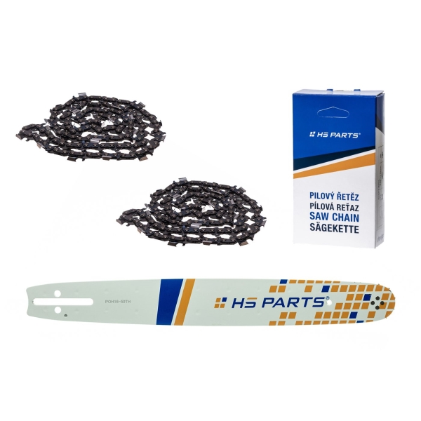 HS PARTS vodící lišta 16" (40 cm) .325" .050" (1,3 mm) + 2 x pilový řetěz 66 článků hranatý zub pro Husqvarna 36 45 55 136 154 254 257 262 345 346 357 435 445 460 Jonsered 2054 2152 2155 CS2149W Dolmar 111 112 116 Oleomac 947 952 962