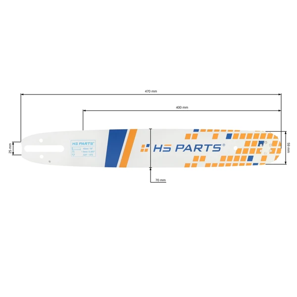 HS PARTS vodící lišta 16" (40 cm) .325" .063" (1,6 mm) 67 čl. pro Stihl 024 026 028 029 031 032 034 036 039 MS240 MS260 MS261 MS270 MS271 MS280 MS290 MS291 MS310 MS390