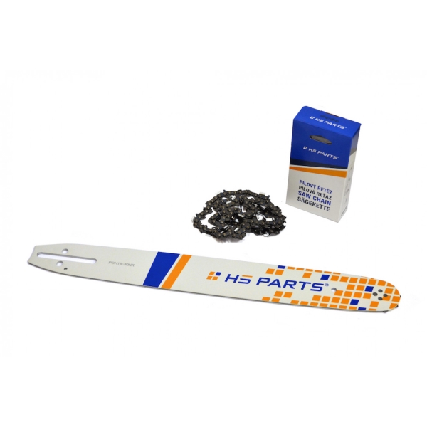 HS PARTS vodící lišta 16" (40cm) + 2 x řetez 3/8" .050" (1,3 mm) 56 článků hranatý zub + řetězka Partner 350 351 370 390 420