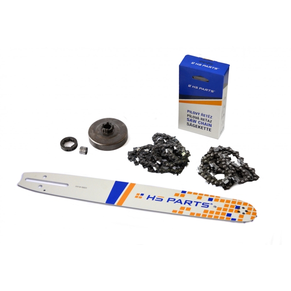HS PARTS vodící lišta 16" (40cm) + 2 x řetěz 3/8" .058" (1,5 mm) 60 článků hranatý zub + řetězka Husqvarna 61 266 268 272XP Jonsered 625 630 670