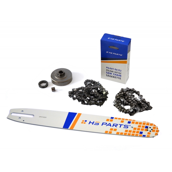 HS PARTS vodící lišta 16" (40cm) + 2 x řetěz 3/8" .063" (1,6 mm) 60 článků hranatý zub + řetězka pro Stihl 034 036 MS340 MS360