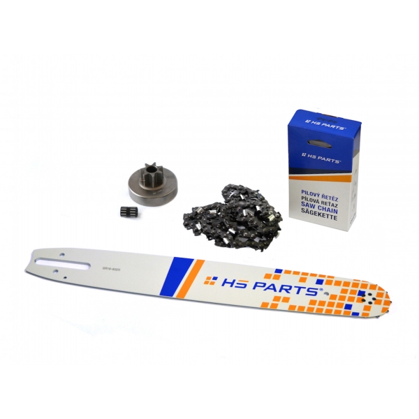 HS PARTS vodící lišta 16" (40cm) + řetěz 3/8" .063" (1,6 mm) 60 článků hranatý zub + řetězka pro Stihl 038 MS380