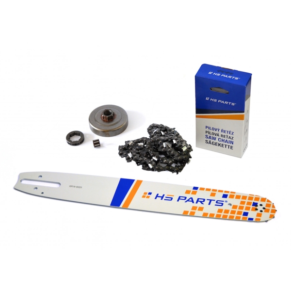HS PARTS vodící lišta 16" (40cm) + řetěz 3/8" .063" (1,6 mm) 60 článků hranatý zub + řetězka pro Stihl 044 046 MS341 MS361 MS440 MS460