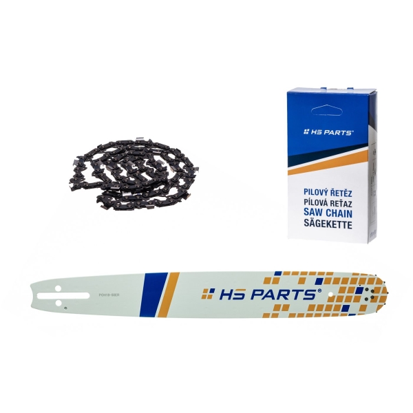 HS PARTS vodící lišta 18" (45 cm) 3/8" .050" (1,3 mm) + pilový řetěz 68 článků hranatý zub pro Husqvarna 246 254 262 345 357 455 460 555 560 Jonsered 2054 CS2260 Dolmar 111 112 115 PS540 Solo 613 614 650 Oleomac 162 956 962