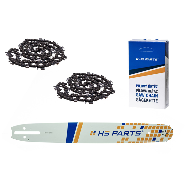 HS PARTS vodící lišta 18" (45 cm) 3/8" .058" (1,5 mm) + 2 x pilový řetěz 68 článků kulatý zub pro výrobu fošen a prken pro Husqvarna 61 66 266 268 272 365 372XP 281 298 380 385 585 Solo 665 670 681 Jonsered 2077 2171 Dolmar PS6400