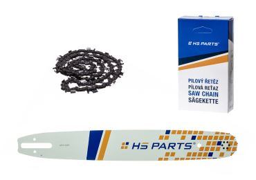 HS PARTS vodící lišta 18" (45 cm) 3/8" .063" (1,6 mm) + pilový řetěz 66 článků kulatý zub pro výrobu fošen a prken vhodné Stihl MS360 MS361 MS362 MS440 MS441 MS660