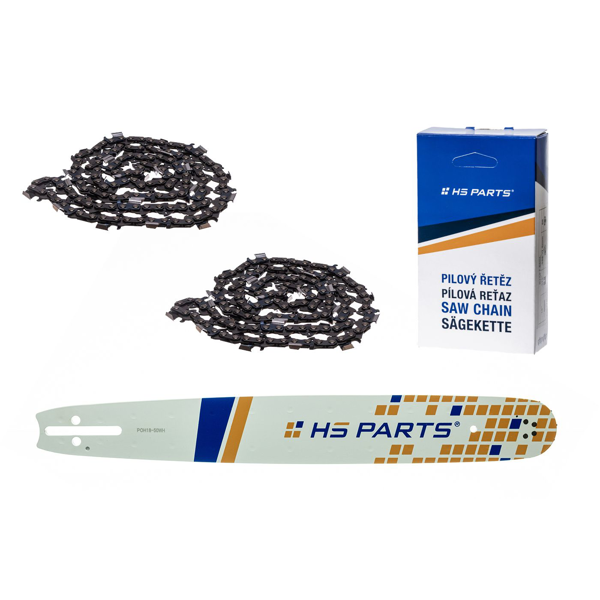 HS PARTS vodící lišta 18" (45 cm) .325" .050" (1,3 mm) + 2 x řetěz hranatý zub pro Husqvarna 36 45 55 136 154 254 257 262 345 346 357 435 445 460 Jonsered 2054 2152 2155 CS2149W Dolmar 109 111 112 116 Oleomac 938 946 947 952 962