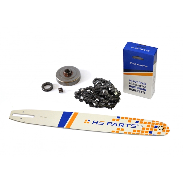 HS PARTS vodící lišta 18" (45 cm) + řetěz 3/8" .063" (1,6 mm) 66 článků hranatý zub + řetězka pro Stihl 044 046 MS341 MS361 MS362 MS440 MS441 MS460 MS461
