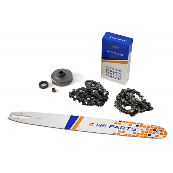HS PARTS vodící lišta 20" (50 cm) + 2 x řetěz 3/8" .063" (1,6 mm) 72 článků hranatý zub + řetězka pro Stihl 034 036 MS340 MS360