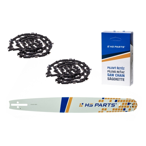 HS PARTS vodící lišta 20" (50 cm) 3/8" .050" (1,3 mm) + 2 x pilový řetěz 72 článků hranatý zub pro Husqvarna 246 254 262 345 357 455 460 555 560 Jonsered 2054 CS2260 Dolmar 111 112 115 PS540 Solo 613 614 650 Oleomac 162 956 962