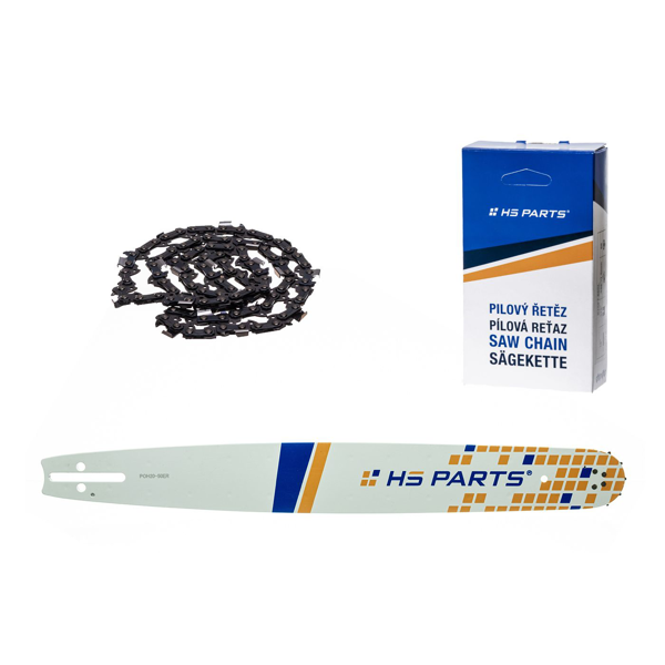 HS PARTS vodící lišta 20" (50 cm) 3/8" .050" (1,3 mm) + pilový řetěz 72 článků hranatý zub pro Husqvarna 246 254 262 345 357 455 460 555 560 Jonsered 2054 CS2260 Dolmar 111 112 115 PS540 Solo 613 614 650 Oleomac 162 956 962
