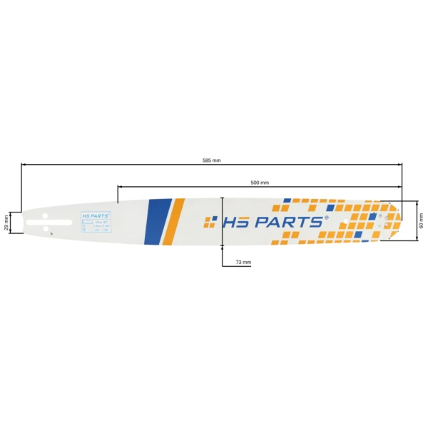 HS PARTS vodící lišta 20" (50 cm) 3/8" .058" (1,5 mm) 72 čl. pro Husqvarna 51 55 246 254 262 345 357 359 455 460 555 560 Jonsered 2054 CS2260 Dolmar 111 112 115 PS540 Solo 613 614 650 Oleomac 162 956 962