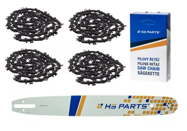 HS PARTS vodící lišta 20" (50 cm) 3/8" .063" (1,6 mm) + 4 x pilový řetěz 72 článků hranatý zub pro Stihl 029 031 032 034 041 042 036 044 048 056 066 MS290 MS310 MS360 MS361 MS362 MS391 MS440 MS441 MS462 MS460 MS640 MS650 MS660 MS500i
