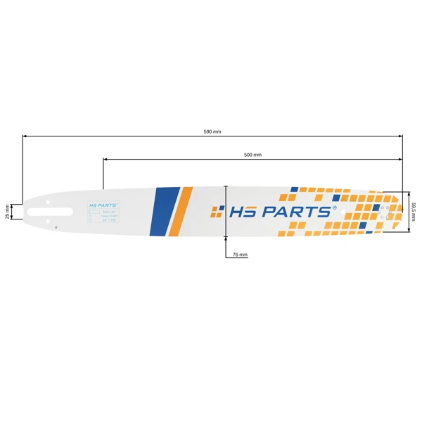 HS PARTS vodící lišta 20" (50 cm) 3/8" .063" (1,6 mm) 72 čl. pro Stihl 034 036 039 041 042 044 046 056 066 MS290 MS390 MS340 MS360 MS361 MS362 MS380 MS381 MS440 MS460 MS441 MS640 MS650 MS660 MS500i