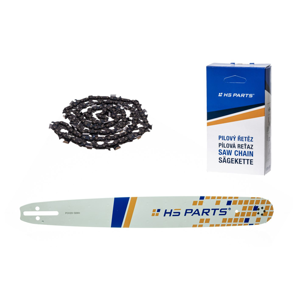 HS PARTS vodící lišta 20" (50 cm) .325" .058" (1,5 mm) + pilový řetěz 76 článků hranatý zub pro Husqvarna 36 45 55 136 154 254 257 262 345 346 357 435 445 460 Jonsered 2054 2152 2155 CS2149W Dolmar 109 111 112 116 Oleomac 938 946 947 952 962