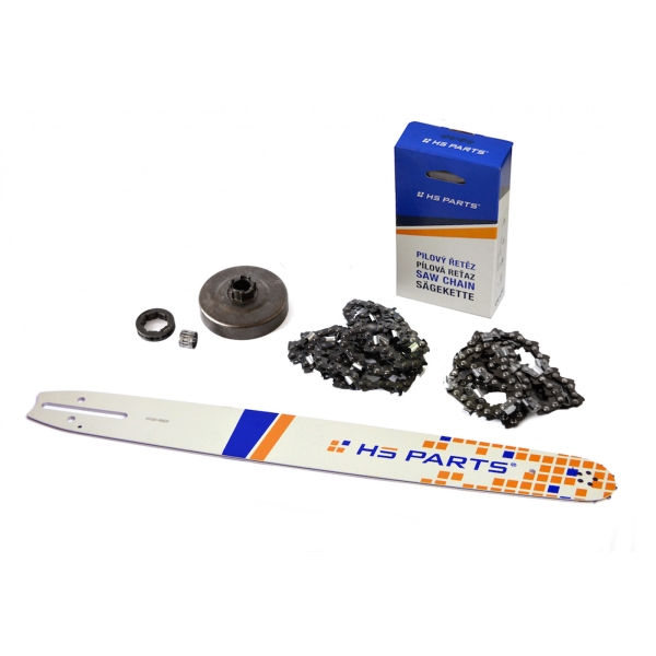 HS PARTS vodící lišta 20" (50cm) + 2 x řetěz 3/8" .058" (1,5 mm) 72 článků hranatý zub + řetězka Husqvarna 268 272XP