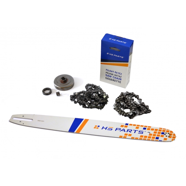 HS PARTS vodící lišta 20" (50cm) + 2 x řetěz 3/8" .063" (1,6 mm) 72 článků hranatý zub + řetězka pro Stihl 044 046 MS341 MS361 MS440 MS460