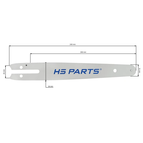 HS PARTS vodící lišta 8" (20 cm) 1/4" .043" (1,1 mm) pro akumulátorové ruční pily