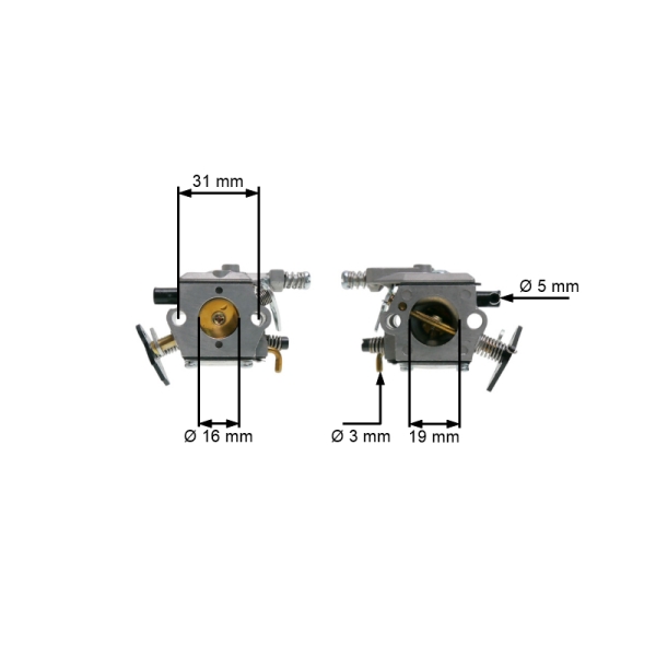 Karburátor pro Čínské motorové pily a pily z hobbymarketů s obsahem motoru 38 ccm