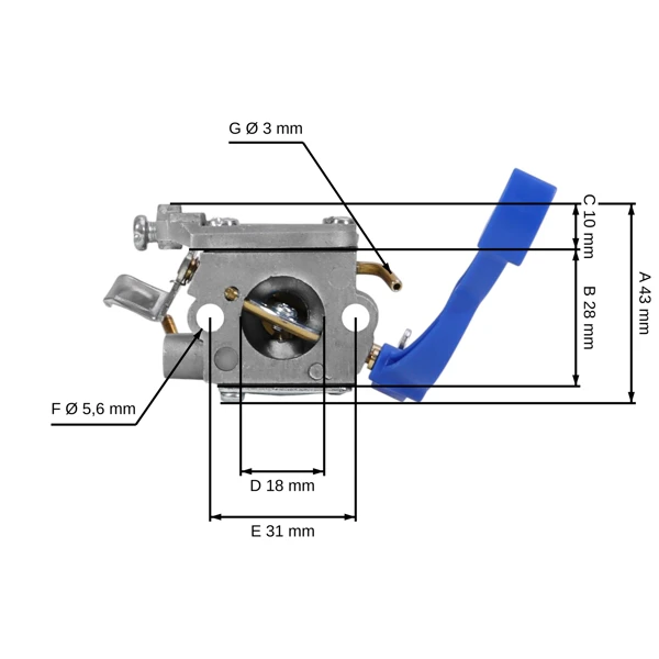 Karburátor pro motorové foukače Husqvarna 125B 125BX 125BVX Jonsered B2126 BV2126 (OEM 545081811)