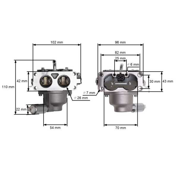 Karburátor pro motory Briggs & Stratton V-Twin 20,0 PS - 25,0 PS (OEM 799230 699709 499804)