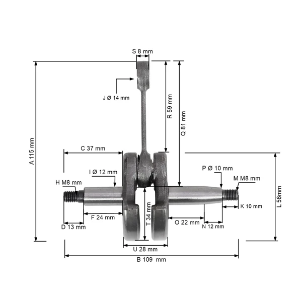 Kliková hřídel pro křovinořezy Husqvarna 143R II 236R 443RB 532RBS 542RBS 143AE15 (OEM 505297501 585153001 521325201)