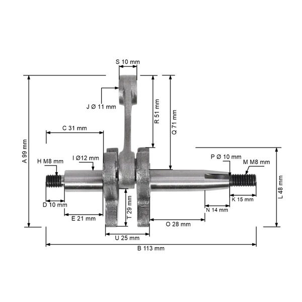 Kliková hřídel pro křovinořezy Stihl FS75 FS80 FS85 FC85 HL75 HS80 HS85 HT70 HT75 KM85 BG75 FR85T FH75 KW85 SP85 (OEM 41370300401)