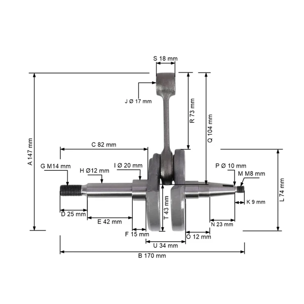 Kliková hřídel pro motorové a rozbrušovací pily Stihl 050 051 075 076 TS510 TS760 (OEM 11110300402)