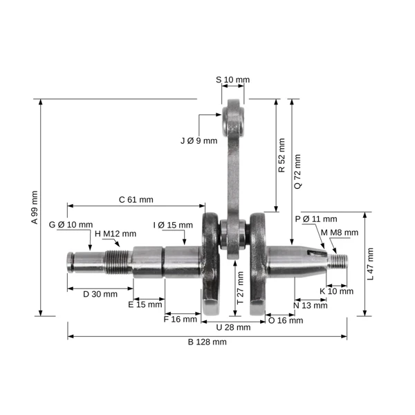 Kliková hřídel pro motorové pily Stihl 017 019T MS170 MS170C MS190T (OEM 11320300401)