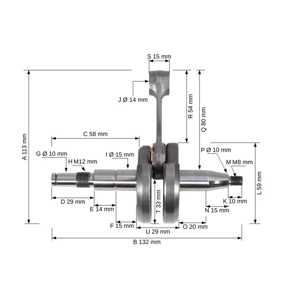 Kliková hřídel pro motorové pily Stihl MS341 MS361 (OEM 11350300400)
