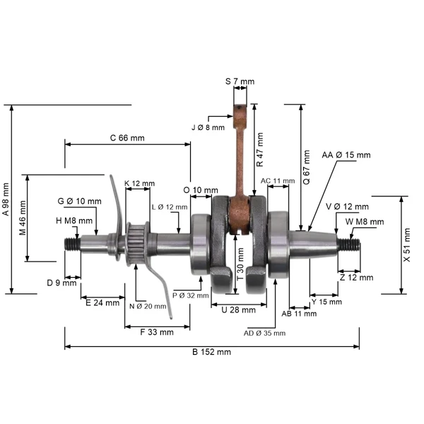 Kliková hřídel pro motory Honda GX35 GX35NT HHT35S UMC435A (OEM 13310Z3F000 13101Z0Z000)
