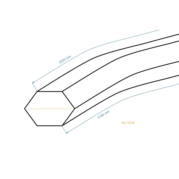 Klínový řemen 2184 mm x 2235 mm x 12,5 mm pro zahradní traktory Alpina Castel Garden Dolmar Iseki Sabo Solo Stiga (OEM 35061508/0 664.065.701 350657010)