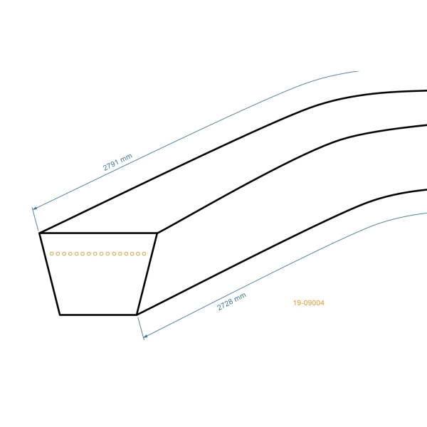 Klínový řemen 2728 mm x 2791 mm x 13 mm pro zahradní traktory AL-KO 850TR T12-85HD T13-85HD T750 T800 T850 T1000 DOLMAR (OEM 514074 520317 476678)